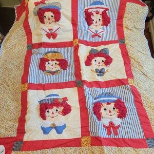 Vintage Raggedy Ann and Andy Pachwork Quilt; Applause Licensed. NWT; Never Used.